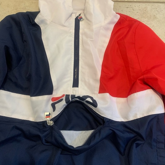 FILA Red White Blue Colorblock Anorak Pullover Windbreaker Jacket M - Picture 4 of 6